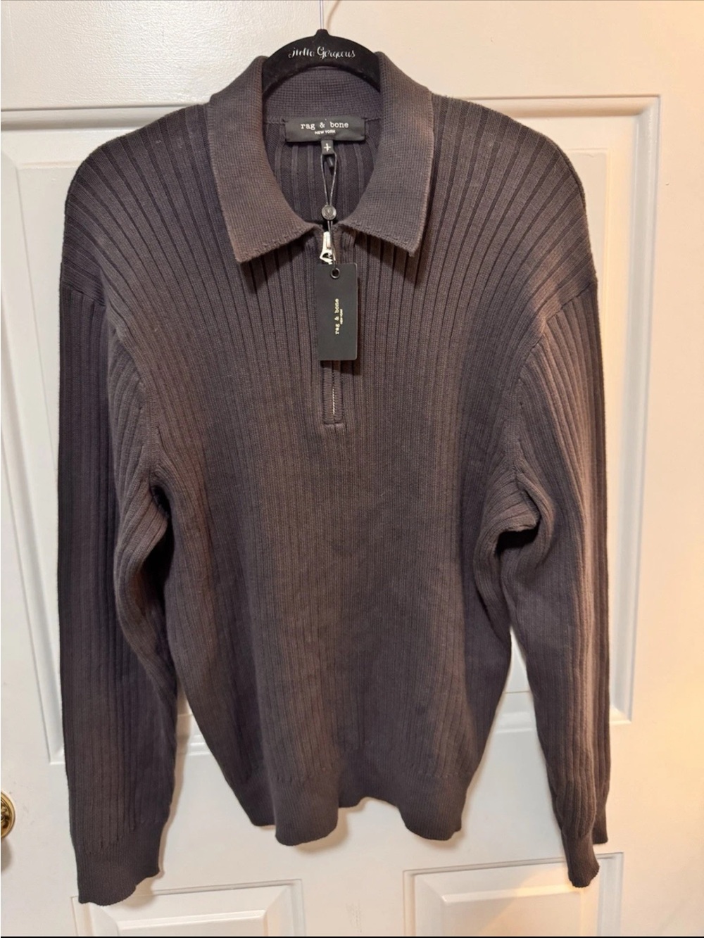 Rag & Bone Ribbed Quarter-Zip Sweater Dark Grey Size Small NWT